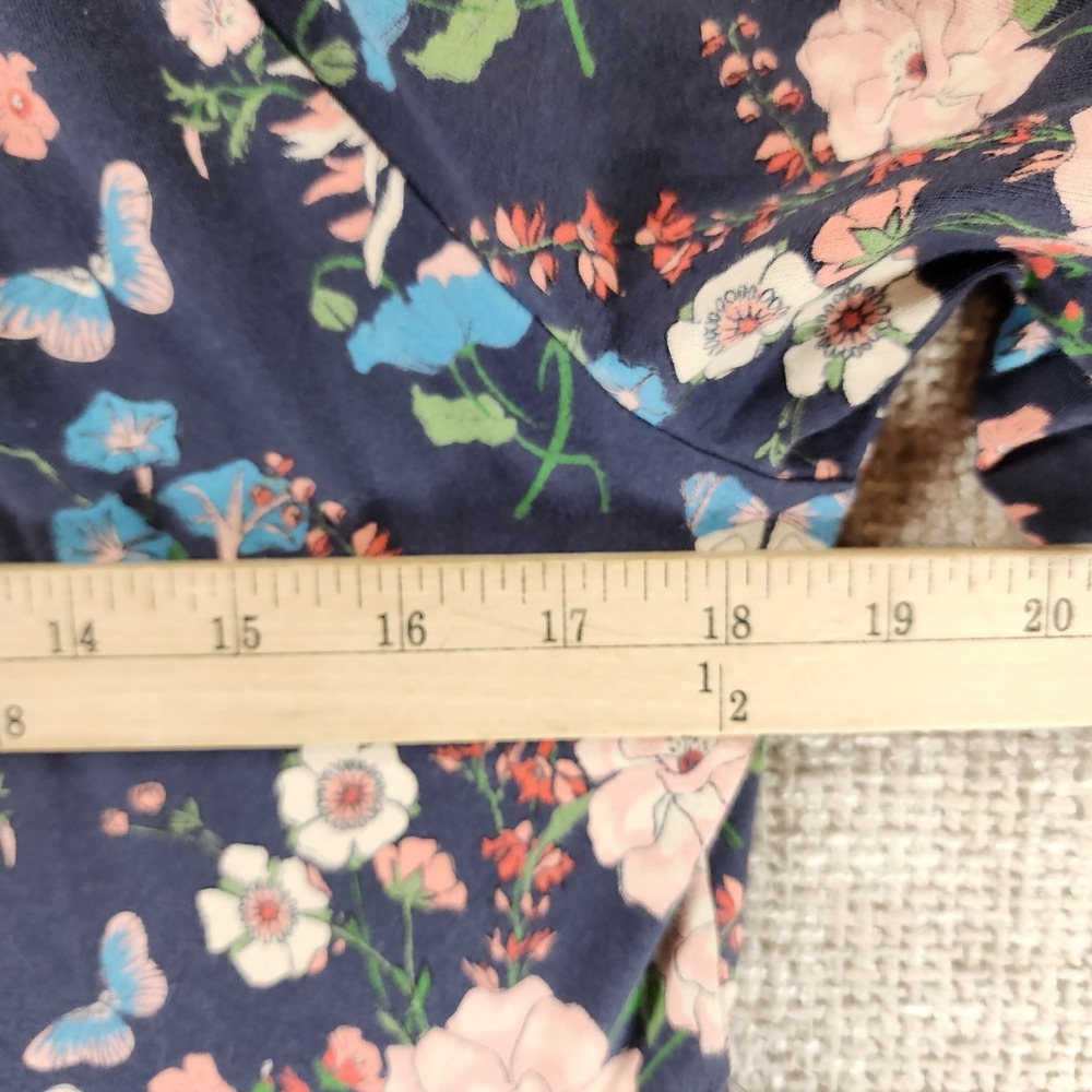 Tea Collection Womens S Blue Floral Midi Dress Stretch Knit Cottage 3/4 Sleeve - Picture 5 of 11